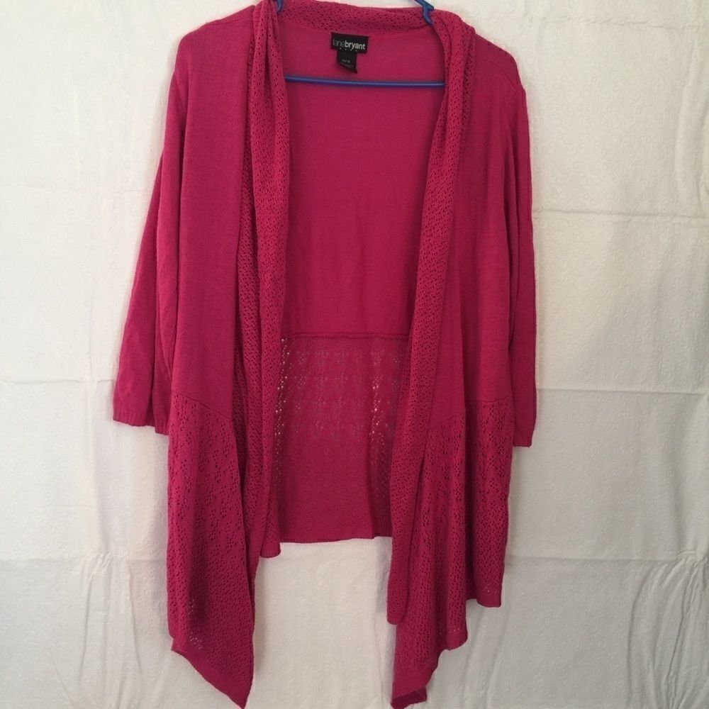 Lane Bryant Pink Knit bottom open cardigan‎